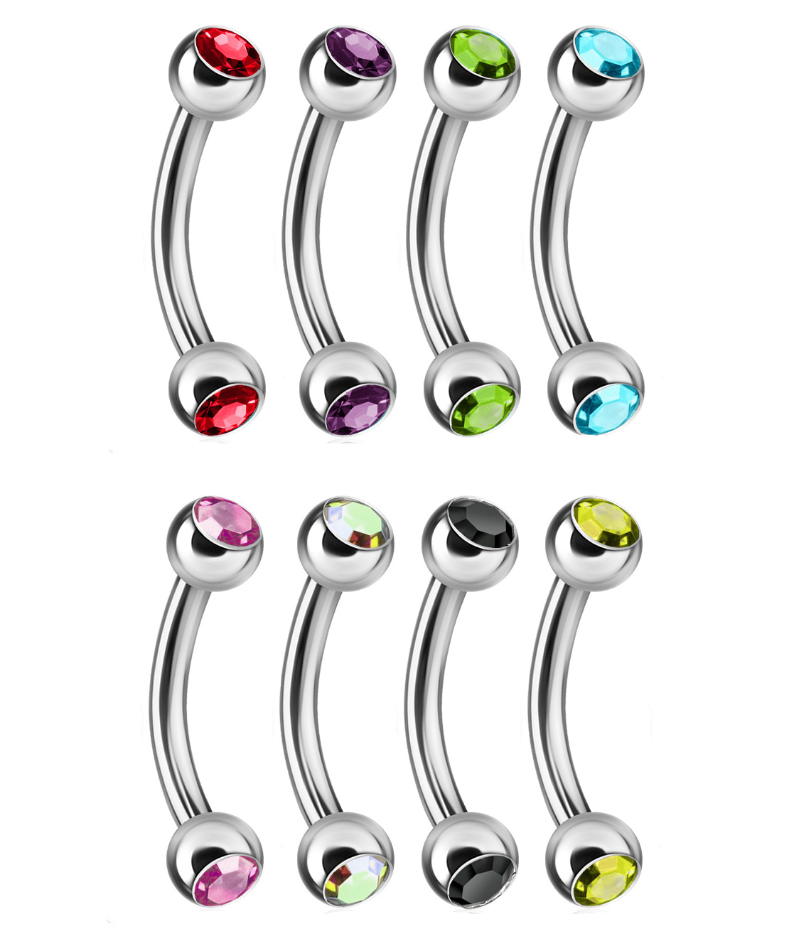 1 PIECE 16g 5//16/" Curved Anodized Titanium 3MM Ball Eyebrow Tragus Ear