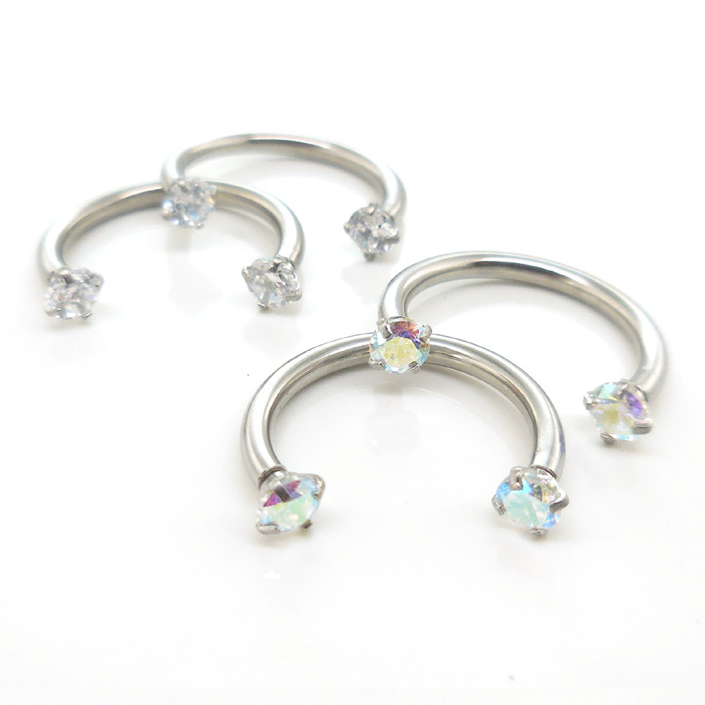 Horseshoe Nipple Piercing Ring Jewelry 14g Surgical Steel 1//2/" CZ