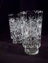 Set of Two Vintage Footed Crystal Vases, Handcut, 