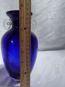 Cobalt Blue Vase, Art Glass, Hand Blown, Clear Han