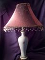 Hand-Painted Ceramic Lamp with Exotic Amethyst Bea