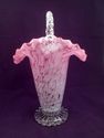 Art Glass Footed Basket, Cranberry, Milk Glass, Cl