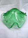 Three Art Glass Dishes, Green, Brown, Red, Candy, 