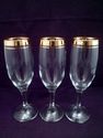 Set of Six Champagne Flutes, Gold Rims, Possibly S