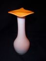 Small Art Glass Vase, Handmade, Deep Orange to Whi