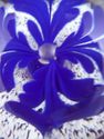 Cobalt Flower in Snow, Paperweight, Art Glass, Elo