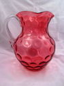 Large 94 Oz. Fenton Cranberry Coin Dot Pitcher, Cl