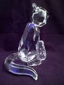 Large Crystal Figurine Sitting Cat, Faceted Crysta