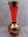 Large Bohemian Hand-Made Cranberry Art Glass Vase,