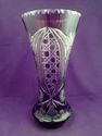 Large Amethyst Cut to Clear Crystal Vase, Possibly