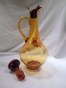 Vintage Large Set of Amber Venetian Wine Decanter 