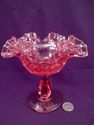 Early Vintage Fenton Cranberry Compote, Coin Dot, 