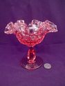 Early Vintage Fenton Cranberry Compote, Coin Dot, 