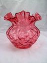 Two Cranberry Vases: Fenton Melon Ruffled Rim & Pi