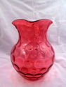 Large 94 Oz. Fenton Cranberry Coin Dot Pitcher, Cl