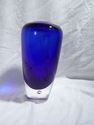 Cobalt Blue Art Glass Vase, Clear Glass, Placed Bu