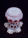 Vintage Fenton Cranberry, White, Art Glass Coin Do