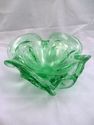 Three Art Glass Dishes, Green, Brown, Red, Candy, 