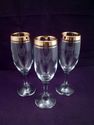 Set of Six Champagne Flutes, Gold Rims, Possibly S