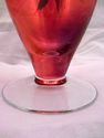 Large Cranberry Glass Hand-Painted Vase, Floral Pa