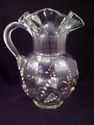 Antique Set Hand-made, Hand-painted Glass Pitcher 