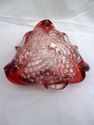 Three Art Glass Dishes, Green, Brown, Red, Candy, 