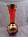 Large Bohemian Hand-Made Cranberry Art Glass Vase,