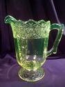 Large Pitcher, Heavy Vaseline Glass, Mosser Queen'