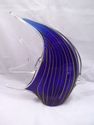 Large Art Glass Angelfish, Cobalt Blue, Yellow, En