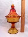 Rare Northwood EAPG Amberina Footed and Covered Je