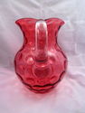 Large 94 Oz. Fenton Cranberry Coin Dot Pitcher, Cl