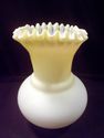 Fenton Vase, White Encased in Yellow, Squared Corr