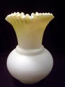 Fenton Vase, White Encased in Yellow, Squared Corr