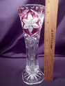 Bleikristal Cranberry Crystal Glass Vase, Floral, 