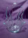 Glass Napkin Vase, Bowl, Art Glass, Very Light Gre