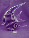 Large Art Glass Angelfish, Cobalt Blue, Yellow, En