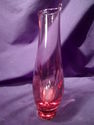 Rose Colored Art Glass Crystal Vase, Vintage, Heav