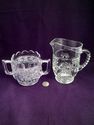 Early Molded Glass Sugar Cube Bowl & Milk, Cream P