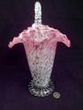 Art Glass Footed Basket, Cranberry, Milk Glass, Cl