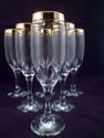 Set of Six Champagne Flutes, Gold Rims, Possibly S