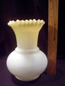 Fenton Vase, White Encased in Yellow, Squared Corr