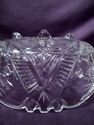 Footed Pressed Glass Fruit Bowl, Buzzstars, Heavy 