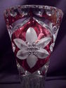 Bleikristal Cranberry Crystal Glass Vase, Floral, 