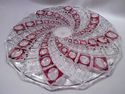 Very Rare Ruby Glass Cut to Clear Cake Plate, Swir