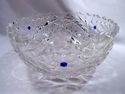 Rare Marked American Cut Crystal Bowl, Blue Flower