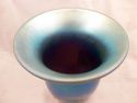 Blue Aurene Iridescent Studio Art Glass Vase, Mark