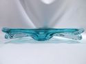 Two Art Glass Ashtrays, Heavy, Clear, Turquoise