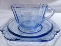 Set 4 Cups and Saucers, Federal Glass Madrid Patte