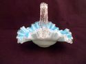 Early Fenton Handled Basket, Blue Flecked, Clear B