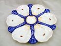 Antique Porcelain Six-Well Oyster Plate, 1880's, B